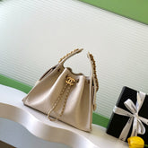 CHANEL 25S HOBO BAG 30 IN LIGHT BEIGE CAVIAR LEATHER WITH GOLD HARDWARE