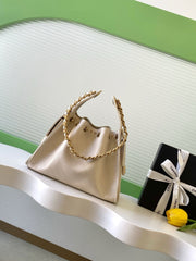 CHANEL 25S HOBO BAG 30 IN LIGHT BEIGE CAVIAR LEATHER WITH GOLD HARDWARE