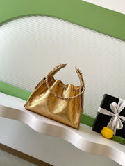 CHANEL 25S HOBO BAG 30 IN METALLIC GOLD CAVIAR LEATHER