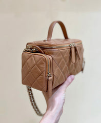 CHANEL 25S VANITY CASE 23 IN BROWN LAMBSKIN