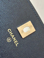 TOP HANDLE FLAP BACKPACK 18 IN BLACK CALFSKIN