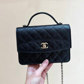 TOP HANDLE FLAP BACKPACK 18 IN BLACK CALFSKIN