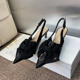 DIOR 25S SLINGBACK PUMP 55MM IN BLACK PATENT CALFSKIN AND GROSGRAIN