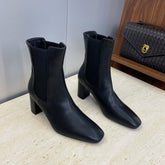 YSL 25S HEELED ANKLE BOOTS 70 MM IN BLACK SMOOTH LAMBSKIN