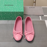 RHINESTONE BALLET FLATS WITH BOW IN SEA PINK WAX-OIL SHEEPSKIN