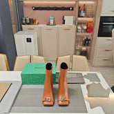 BALENCIAGA 25S BEL AIR BOOTS 115 MM IN DARK ORANGE CALFSKIN WITH SILVER HARDWARE