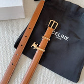 CELINE 25S BELT 18MM IN CARAMEL ELEGANT CHARM TAURILLON GOLD HARDWARE 585791