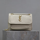 NIKI BABY 22 IN WHITE ELEPHANT PATTERN LAMBSKIN GOLD LOGO