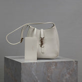 YSL 25S LE 5 À 7 BAG 16 IN BLANC VINTAGE GRAINED CALFSKIN GOLD HARDWARE