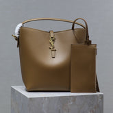 YSL 25S LE 5 À 7 BAG 26 IN BROWN CALFSKIN GOLD HARDWRE