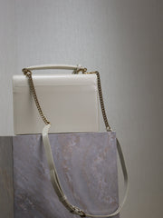 YSL 25S SUNSET MM 25 IN IVORY CALFSKIN GOLD HARDWARE