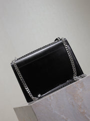 YSL 25S SUNSET BAG 22 IN BLACK CALFSKIN SILVER HARDWRE