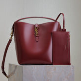 YSL 25S LE 5 À 7 BUCKET 26 IN DARK BURGUNDY CALFSKIN GOLD HARDWARE