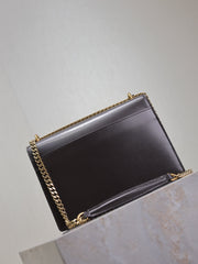 YSL 25S SUNSET BAG 22 IN DARK PURPLE CALFSKIN GOLD HARDWARE