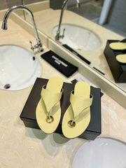 SL KOUROS THONG SANDALS PASTEL YELLOW CALFSKIN