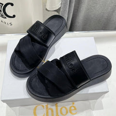 MILA PLATFORM 5 CM IN BLACK NYLON WITH EMBROIDERED LOGO