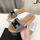 LYMPIA MULE IN TRIOMPHE JACQUARD WOOLLEN FABRIC BLACK CARO