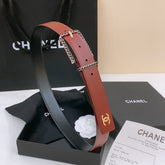 BELT 30MM IN BLACK AND RED CALFSKIN WITH INTERWOVEN GOLD CHAIN BUCKLE