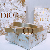DIOR 25S BELT 20 MM IN METALLIC GOLD CALFSKIN 572893