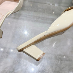 BELLE VIVIER MULES IN IVORY WHITE PATENT CALFSKIN