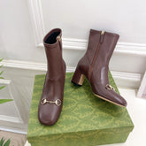 HORSEBIT ANKLE BOOTS 6.5CM IN WALNUT BROWN SHEEPSKIN