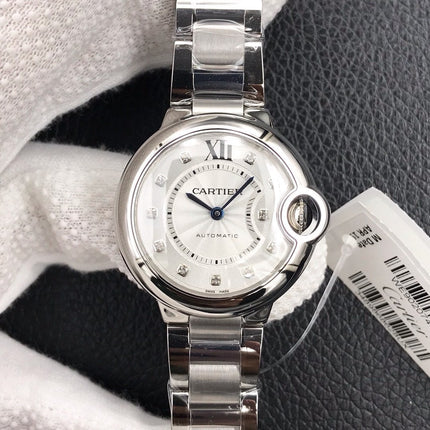 BALLON BLEU 33MM AUTOMATIC WHITE DIAL DIAMOND HOUSE MAKER