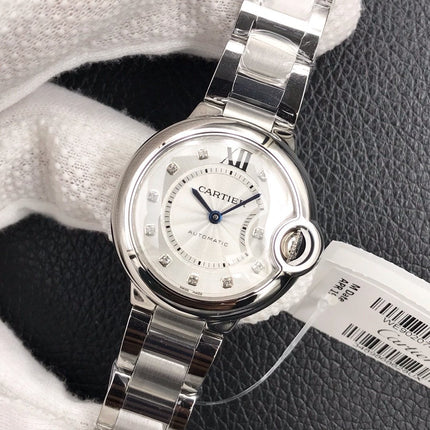 BALLON BLEU 33MM AUTOMATIC WHITE DIAL DIAMOND HOUSE MAKER