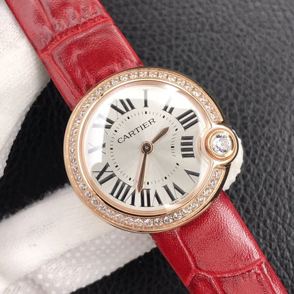 BALLON BLANC DE CARTIER QUARTZ ROSE GOLD CASE DIAMOND BEZEL