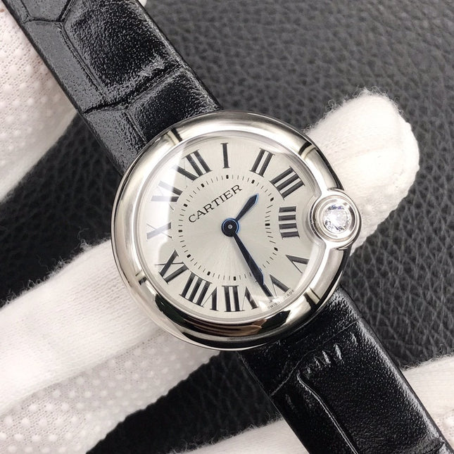 BALLON BLANC DE CARTIER QUARTZ STEEL CASE BLACK DIAL