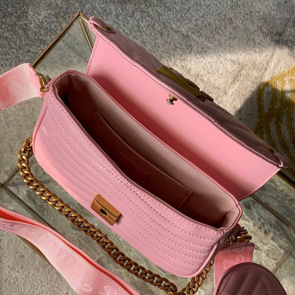 MULTI-POCHETTE PINK CALFKIN 19CM CROSS BODY BAG