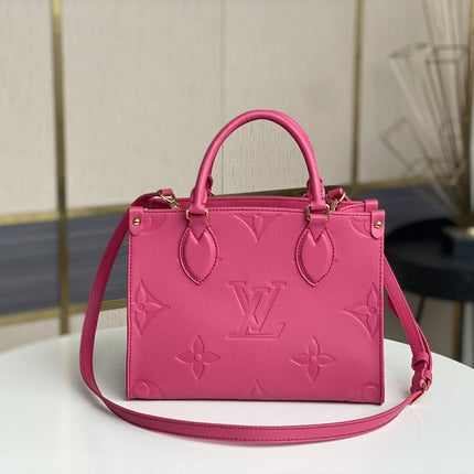 ONTHEGO MM 35CM PINK EMBOSSED GRAINED COWHIDE LEATHER