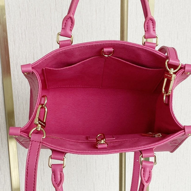 ONTHEGO MM 35CM PINK EMBOSSED GRAINED COWHIDE LEATHER