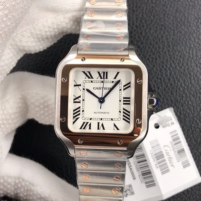 SANTOS LADY 35.1MM ROSE GOLD STEEL