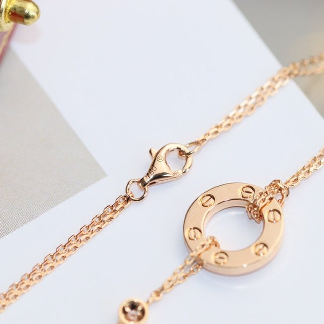 LOVE NECKLACE ADJUSTABLE ROSE GOLD 2 DIAMOND