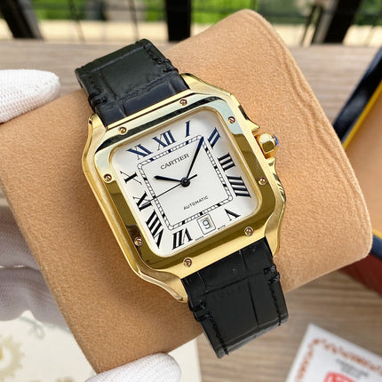 SANTOS 38MM GOLD CASE AUTOMATIC LEATHER