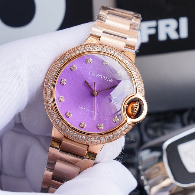 BALLON BLEU 33MM ROSE GOLD PURPLE DIAL