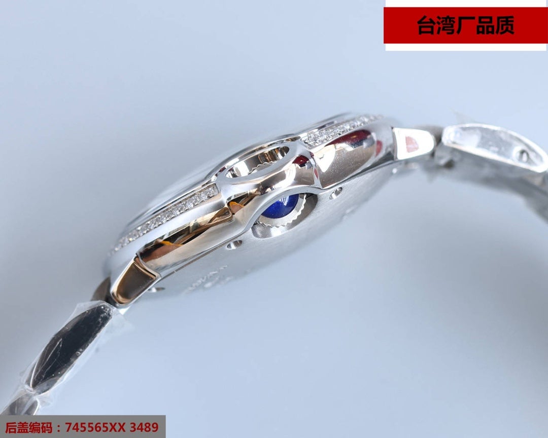 BALLON BLEU 33MM STEEL ICE BLUE DIAL DIAMOND BEZEL