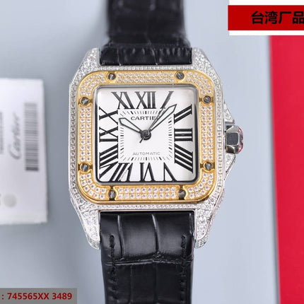 SANTOS 100XL 42MM DIAMOND GOLD BEZEL