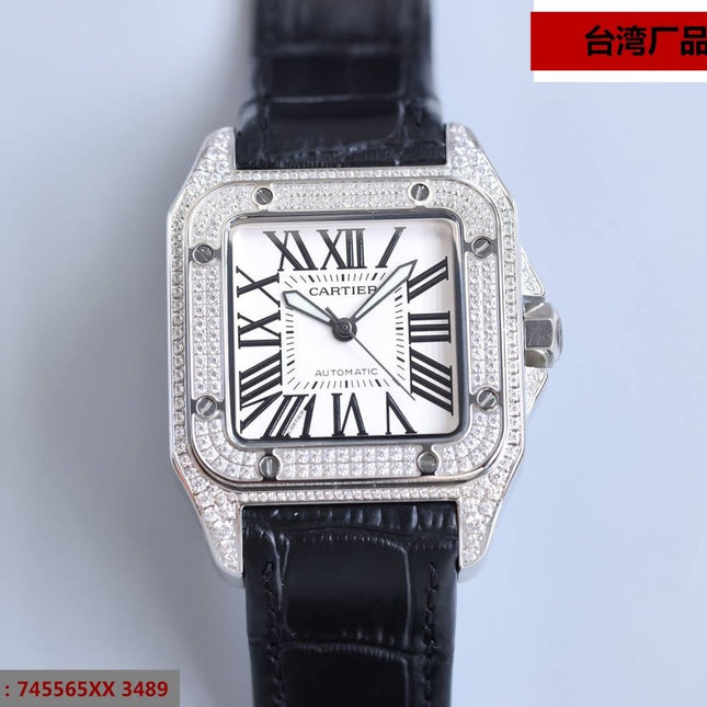 SANTOS 100XL 42MM DIAMOND STEEL CASE