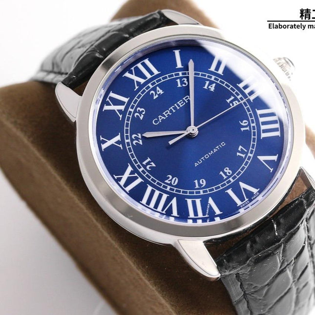 RONDE SOLO DE CARTIE WHITE DIAL BLACK LEATHER