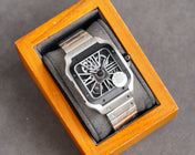 SANTOS DE CARTIE STAINLES STEEL SKELETON DIAL ROSE GOLD BEZEL