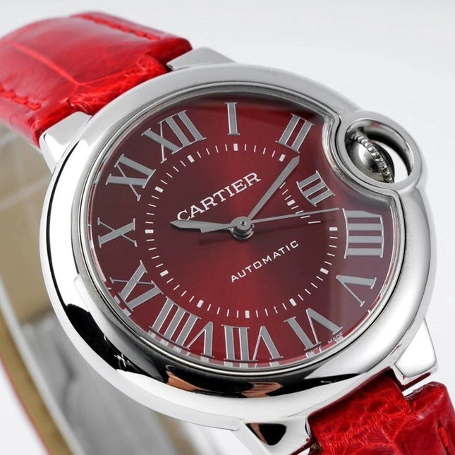 BALLON BLEU 33MM AUTOMATIC RED DIAL LEATHER 2021