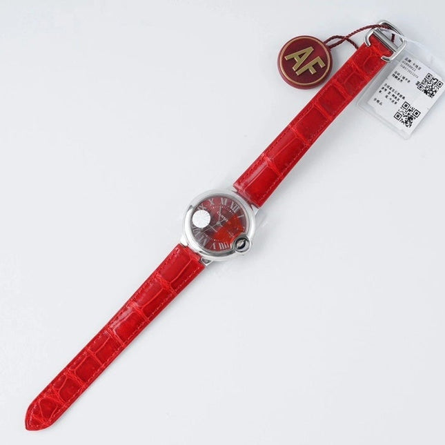 BALLON BLEU 33MM AUTOMATIC RED DIAL LEATHER 2021