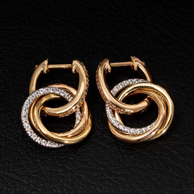 TRINITY EARRINGS GOLD SILVER PINK GOLD DIAMONDS