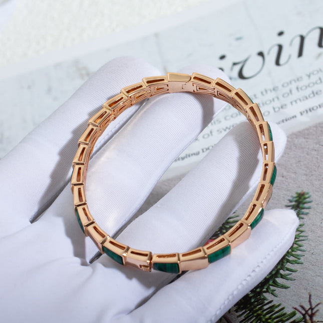 SERPENTI BRACELET PINK GOLD MALACHITE