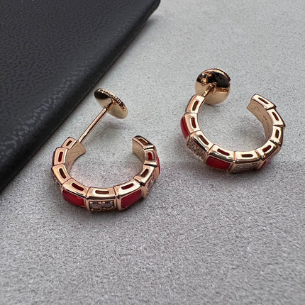 SERPENTI CARNELIAN PINK GOLD EARRINGS