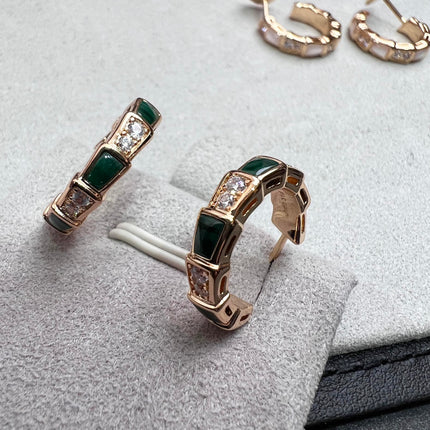 SERPENTI MALACHITE PINK GOLD EARRINGS