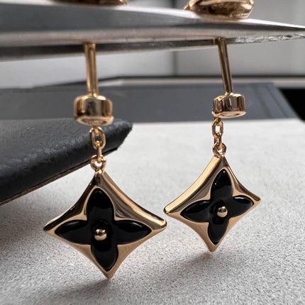 BLOSSOM STAR PINK GOLD ONYX EARRINGS