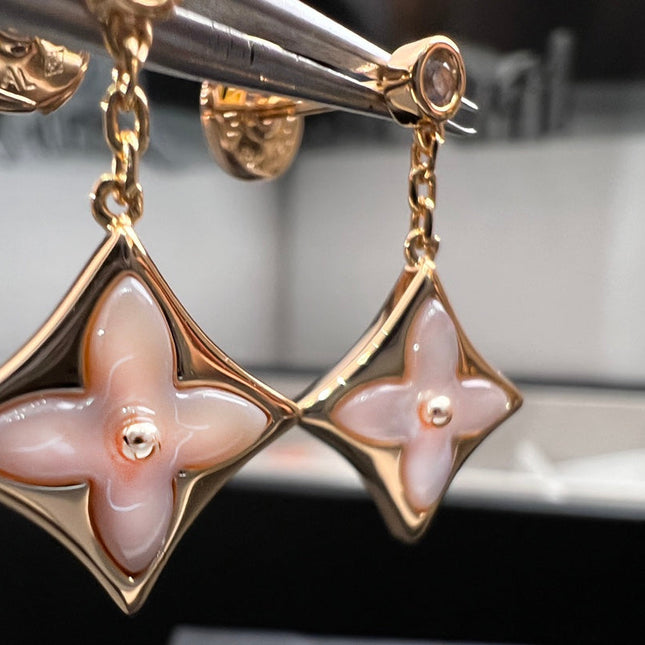 BLOSSOM STAR PINK GOLD PINK MOP EARRINGS