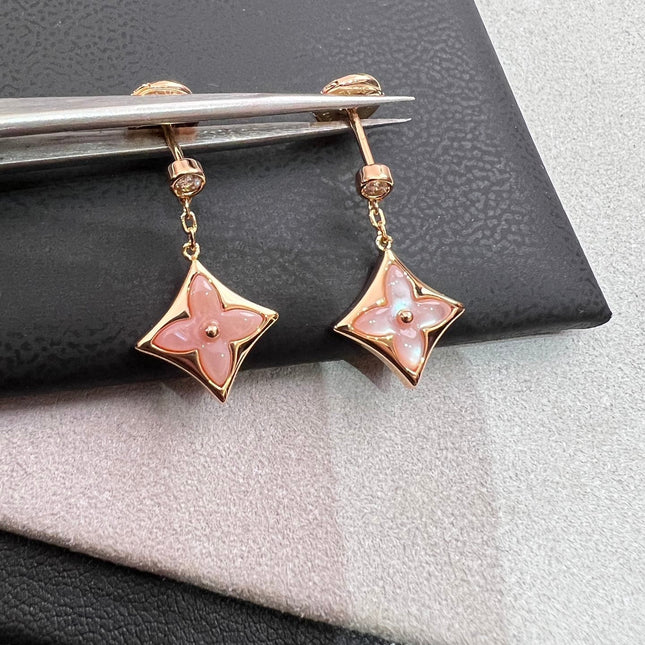 BLOSSOM STAR PINK GOLD PINK MOP EARRINGS